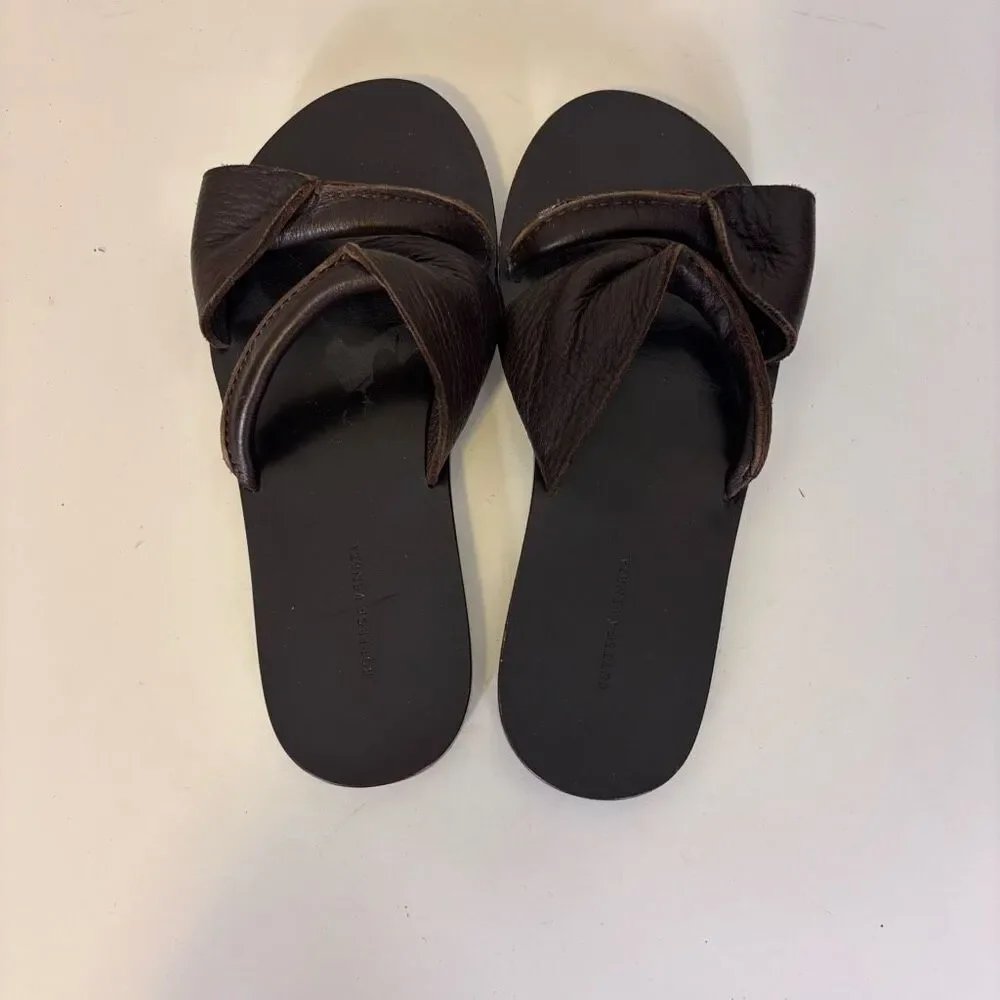 Bottega Veneta Brown Leather Double Strap Sandals 37 = 7 - Picture 2 of 7